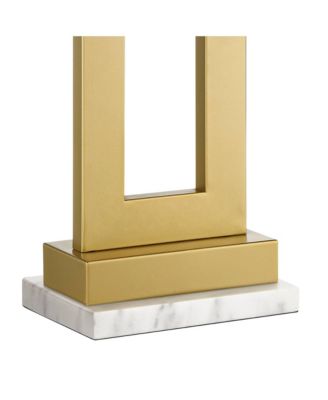 Marshall Modern Table Lamp with White Marble Riser 30" Tall Champagne Gold Oatmeal Shade for Bedroom Living Room Bedside Nightstand House