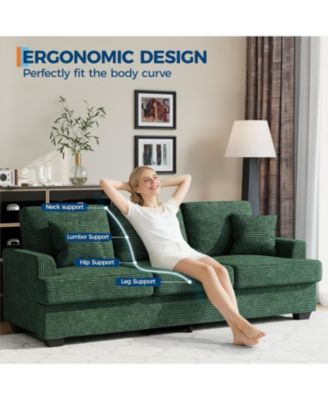 86" Corduroy Sofa, Modern Deep Seat Couch with Pillows and Removable Cover