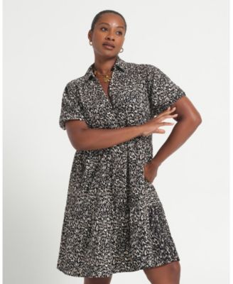 Plus Size Abstract Geo Mini Shirt Dress