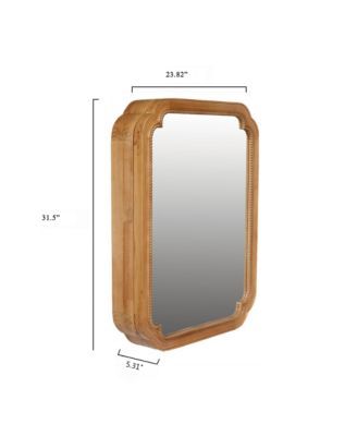 31.5" x 23.82" Wood Framed Wall - Mounted Mirror Cabinet with Storage Shelves, Medicine Mirror for Bathroom, Living Room, Entryway