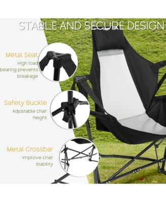 Hammock Camping Chairs Set of 2 - Folding Portable Rocking Chair, Oversized Recliner with Adjustable Back and Carry Bag for Outdoor Travel