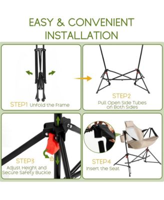 Portable Hammock Rocking Chair Set of 2, Folding Camping Recliner with Adjustable Backrest and Carry Bag, Oversized Outdoor Chair for Travel