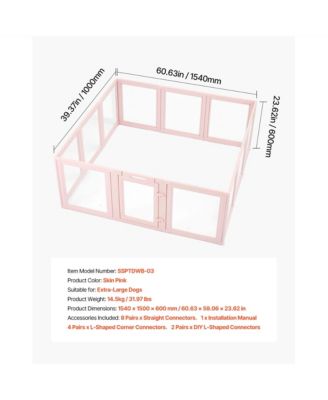60" Dog Whelping Box with Transparent Window Playpen for X-Large Dogs