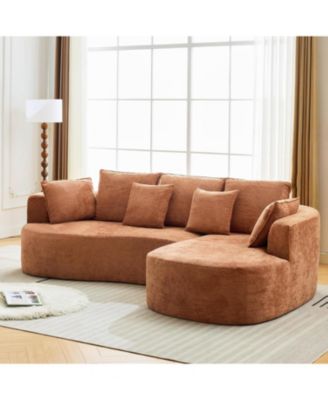 106" Curved Sectional Sofa with Chaise, Boneless Couch with Pillows, Memory Foam, No Assembly