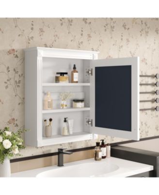 24" x 27" Wall Mounted Bathroom Storage Cabinet with Mirror, Medicine Cabinet with Adjustable Shelf, Over the Toilet Space Saver