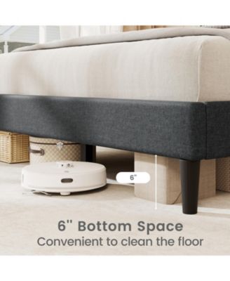 Bed Frame with Vertical Channel Tufted Headboard and Wooden Slats