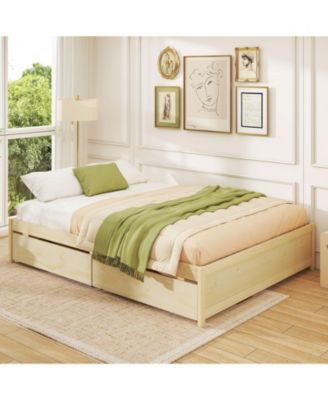 Bed Frame with 2 Rolling Storage Drawers