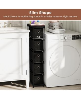 Narrow Five Drawer Dresser Slim Storage Tower