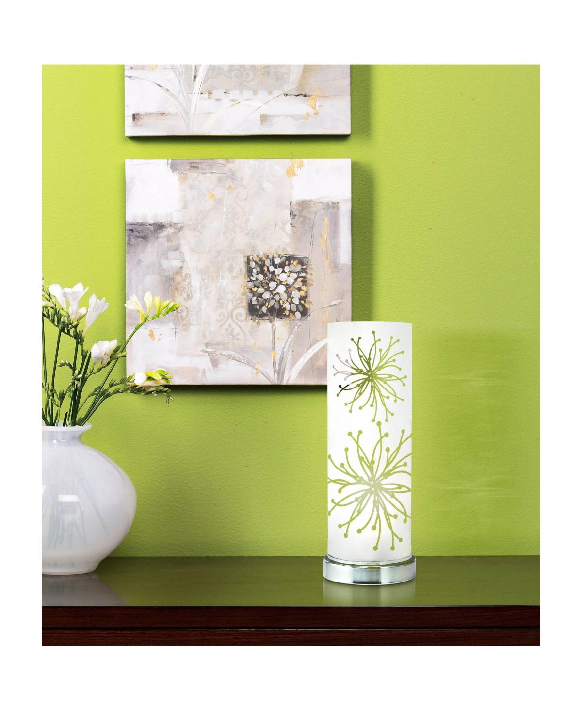 360 Lighting Modern Accent Table Lamp 14 1/4" High Metal Glass Cylinder Shade for Bedroom House Bedside Nightstand