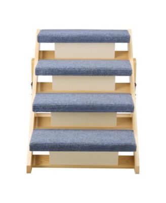 Wood Pet Stairs 4-Step Dog Ladder for Bed and Sofa, 150lbs Capacity, Foldable Design for Small to Large Dogs