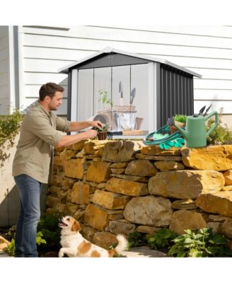 39.7" 2-in-1 Metal Dog House and Storage Shed, Weatherproof Outdoor Shelter for Dogs
