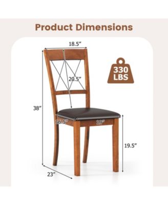 Dining Chair Set of 4 w/Rubber Wood Frame Padded Seat Cross Backrest for Room