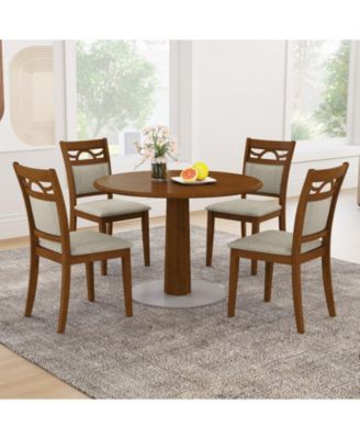 Dining Chairs Set of 4 w/Rubber Wood Frame Padded Seat and Backrest for Kitchen
