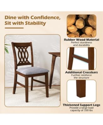 Dining Chairs Set of 4 w/Padded Seat Hollowed Backrest and Rubber Wood Frame