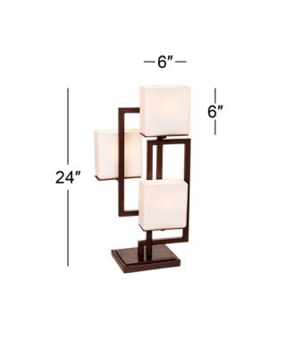24" High Geometric Small Modern Table Lamps Set of 2  Roman Bronze Finish Metal Living Room Bedroom