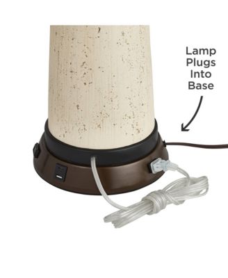 Rustic Farmhouse Table Lamp Tall with USB and AC Power Outlet