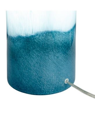 Roxanne Coastal Table Lamp with Round Riser 25" High LED Nightlight Drum Shade for Bedroom Living Room Bedside