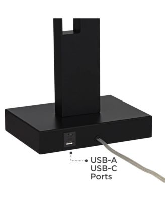 Galaxy 32" Tall Geometric Base Large Modern End Table Lamp Dual USB Ports Metal Living Room Charging