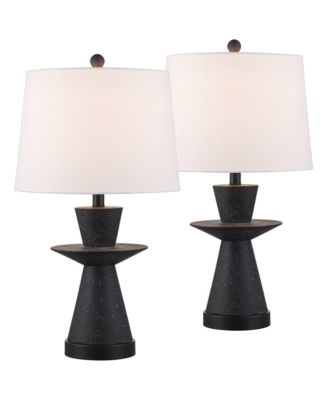 Fiona 24 1/2" High Mid Century Modern 3-Way Table Lamps Set of 2 USB Port Metal Living Room Charging