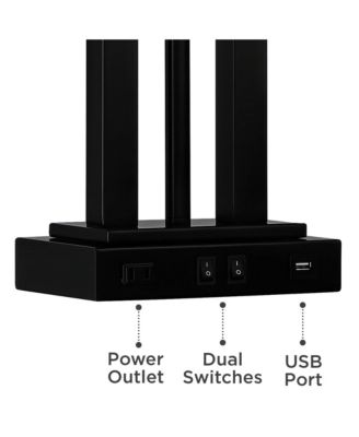 Deacon 26" High Industrial Desk Lamps Set of 2 USB Port AC Power Outlet Gooseneckk Metal Charging