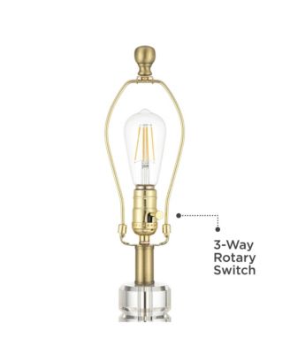 Cecil 31" Tall Large Modern End 3-Way Table Lamp Clear Brass Finish Acrylic Single  Shade Living Room Bedroom