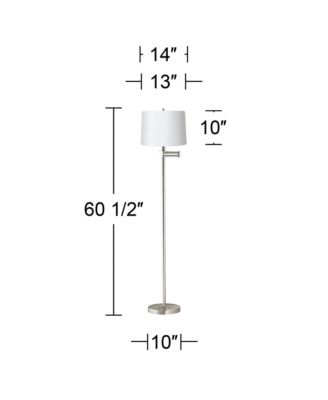Modern Swing Arm Floor Lamp 60.5" Tall Brushed Nickel Hardback Drum Shade for Living Room Reading Bedroom Office
