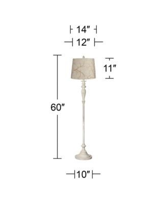 Rustic Vintage Chic Floor Lamp 60" Tall Antique Washed Plum Flower Drum Shade Decor Living Room Reading House Bedroom