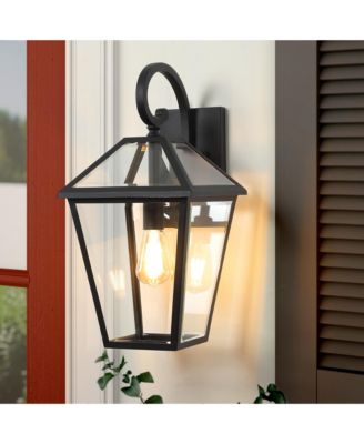 10" 2pcs Outdoor Wall Lanterns, Weatherproof Wall Sconce with Clear Glass Panels