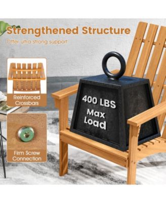 Acacia Wood Patio Adirondack Chair with Inclined Seat and High Backrest for Porch