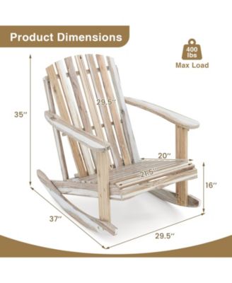 Adirondack Rocking Chair with Slatted Seat and High Fanned Back