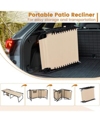 4 Position Folding Lounge Chaise with Adjustable Backrest and Footrest