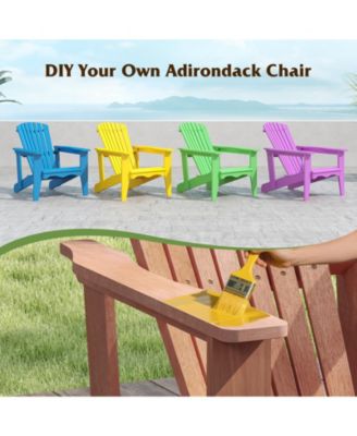 Solid Wood Adirondack Chair with High  Backrest and Wide Armrests