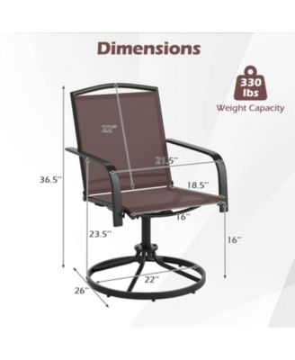 Outdoor Swivel Chairs Set of 2 with High Back and Breathable Seat-Coffee