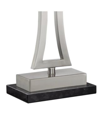 Roxie Modern Table Lamps Set of 2 with Marble Risers 31" Tall Brushed Nickel Fabric Shade for Bedroom Living Room Bedside