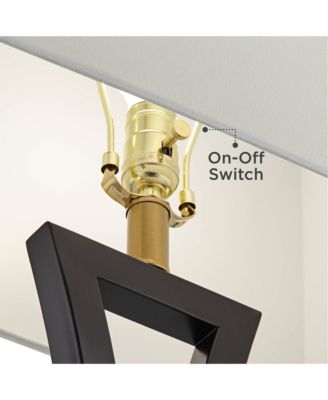 Roxie Modern Table Lamps Set of 2 with Marble Riser 31" Tall USB Charging Port Rectangular Fabric Shades for Bedroom House