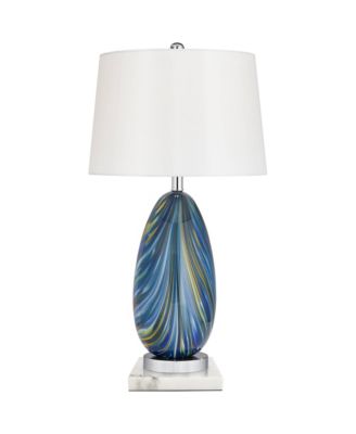 Pablo Modern Table Lamp with Square Marble Riser 27" Tall Art Glass  Shade for Bedroom Living Room Bedside