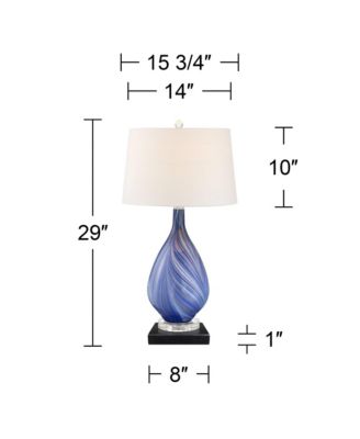 Taylor Modern Table Lamp with Square  Marble Riser 29" Tall Art Glass  Shade for Bedroom Living Room Nightstand