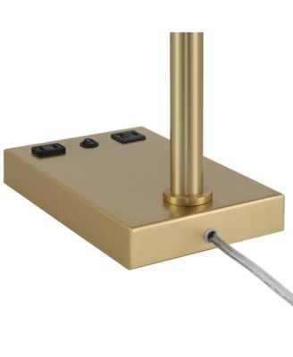 Keegan 24 1/2" High Modern Desk Lamp Adjustable USB Port AC Power Outlet Gold Brass Finish Metal Charging