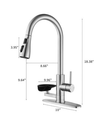 3-in-1 Kitchen Faucet with LED Temp Display, Glass Rinser and Pull-Down Sprayer, Brushed Nickel