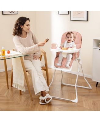 Toddler Foldable High Chair Easy Clean Compact Highchair w/ Removable Adjustable Tray