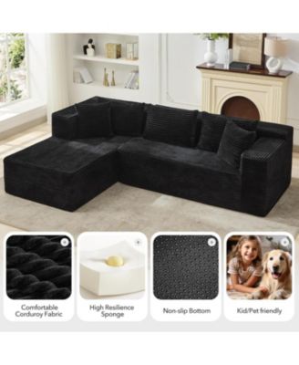 106" Cloud Sectional Sofa with Chaise, Modular Deep Seat Couch, No Assembly