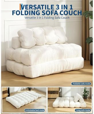 79" Folding Sofa Bed, 3-in-1 Convertible Sleeper Chair with Pillow, Floor Couch