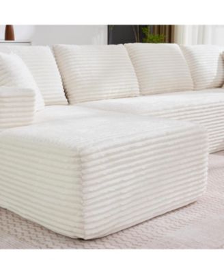 130" U-Shaped Modular Sectional Sofa, Boneless Cloud Couch with 2 Chaise and Pillows