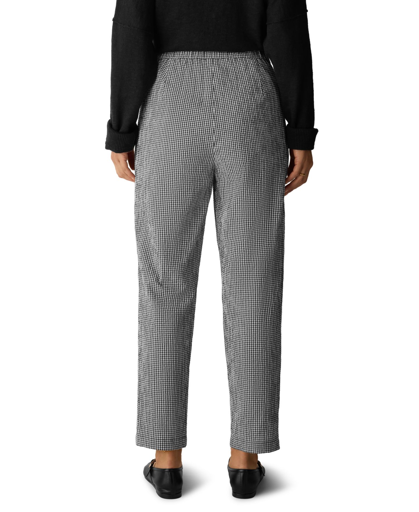 Женские брюки Eileen Fisher High-Waist Tapered-Ankle, цвет: Чёрный / Белый — фото 4