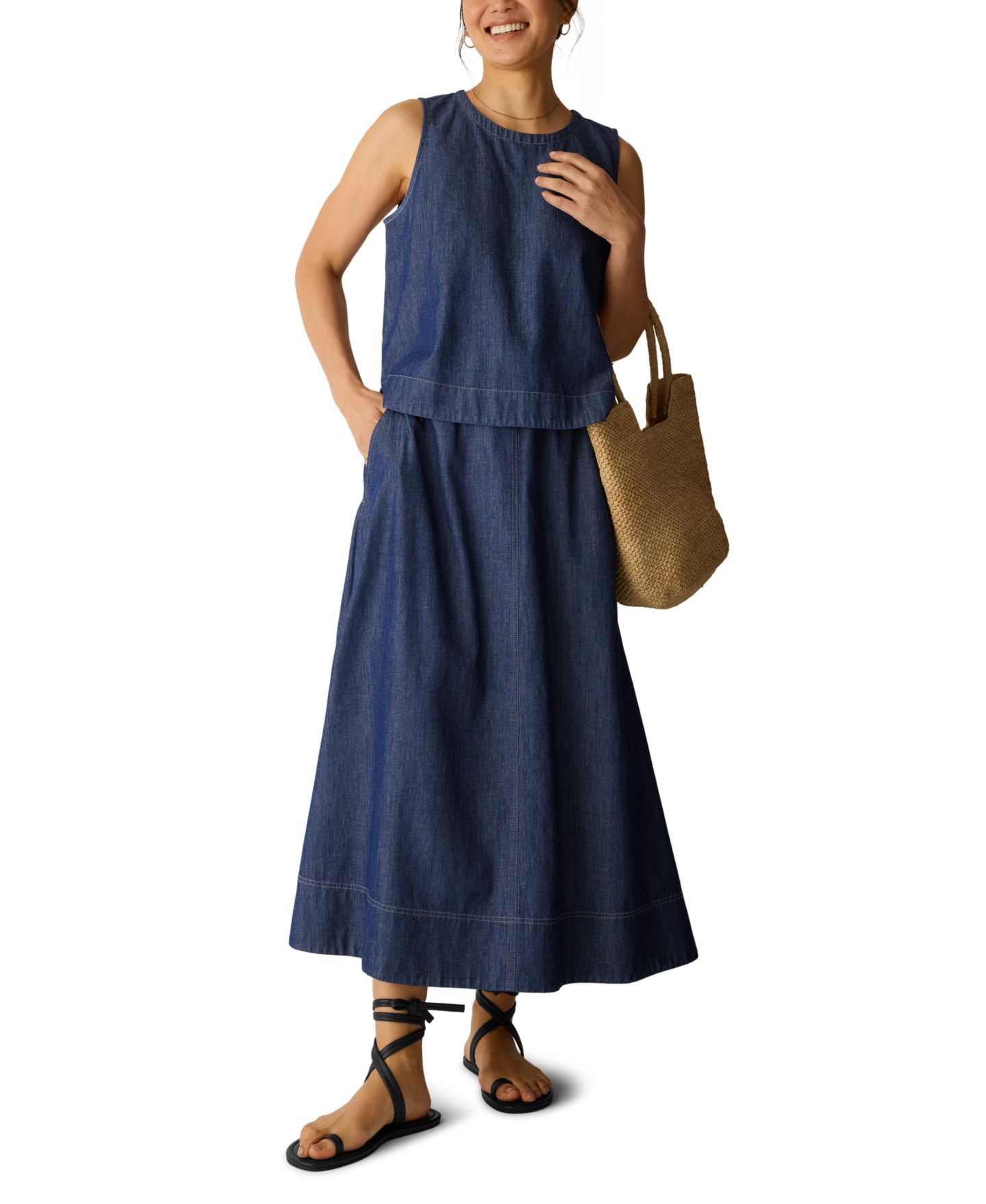 Женская юбка Eileen Fisher Pull-On Full, цвет: Тёмный индиго — фото 2
