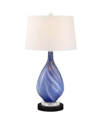 Taylor Modern Table Lamp with Round  Marble Riser 29" Tall  Art Glass Shade for Bedroom Living Room Bedside Office