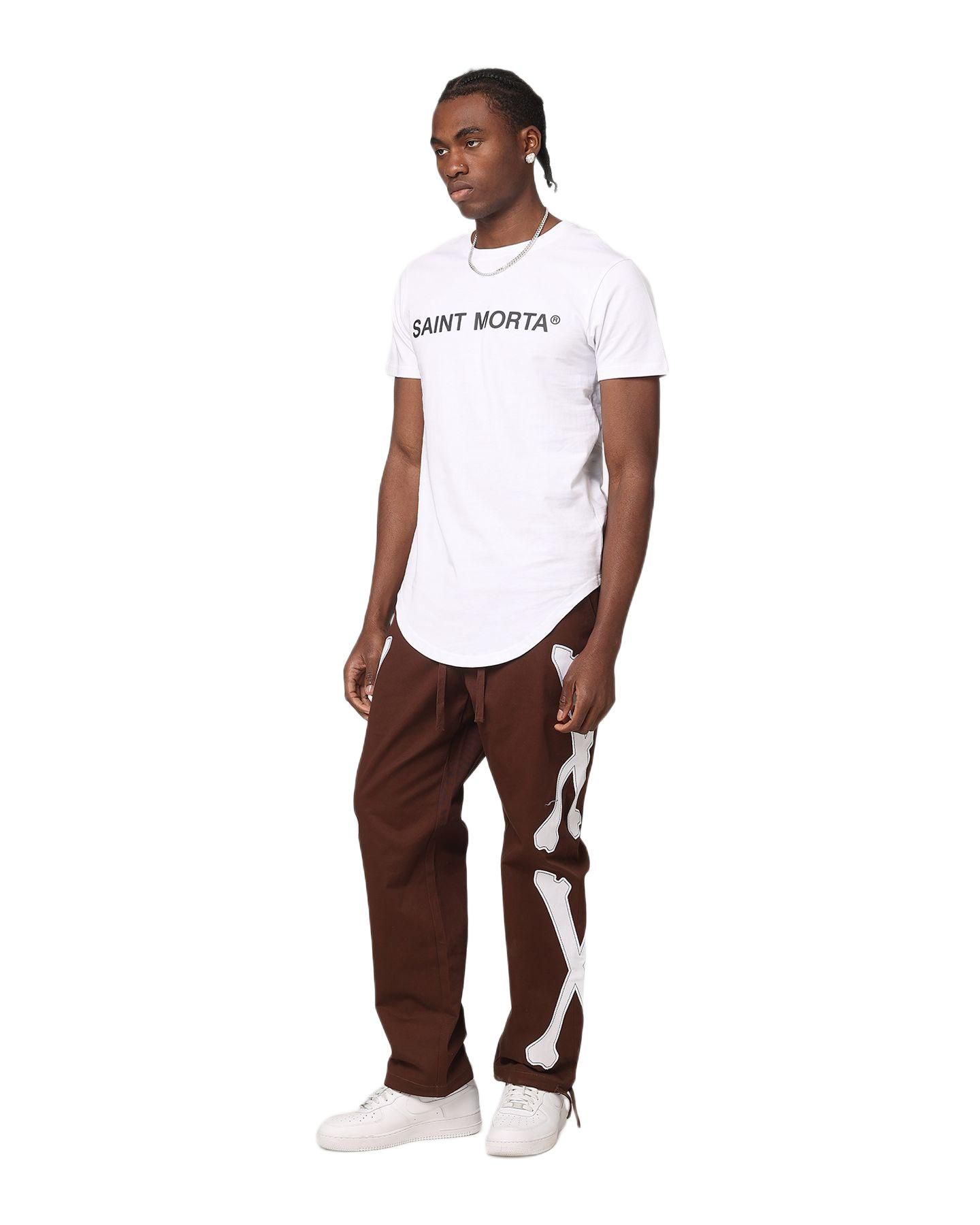 Мужские брюки SAINT MORTA Relaxed Fit Embroidered Graphic, цвет: Коричневый — фото 2