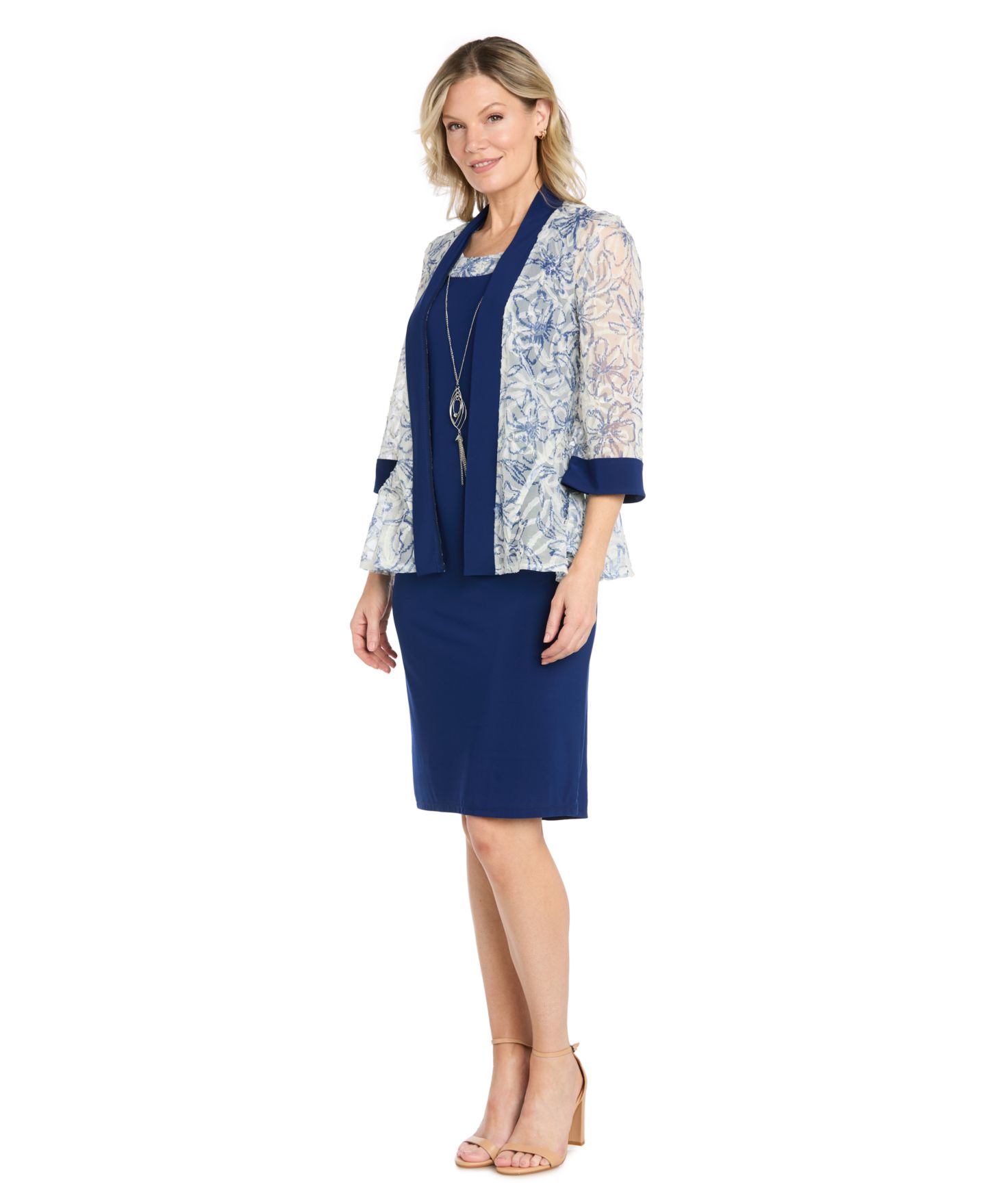 Женское платье R & M Richards Petite Scoop Neck Jacket, цвет: Морской / Синий — фото 2