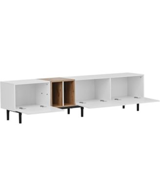 Modern TV Stand for 80'' TV, Wooden Entertainment Center, Media Console with 3 Storage Cabinets and Open Shelves for Living Room
