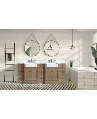Kelly 84" Bathroom Vanity Weathered Fir, Engineered Quartz Top